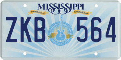 MS license plate ZKB564