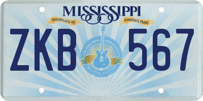 MS license plate ZKB567