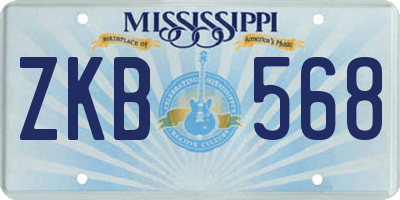 MS license plate ZKB568