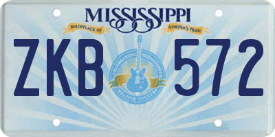 MS license plate ZKB572