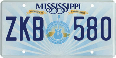 MS license plate ZKB580