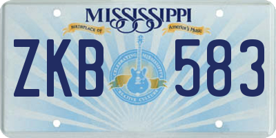 MS license plate ZKB583