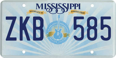 MS license plate ZKB585