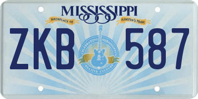 MS license plate ZKB587