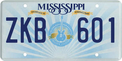 MS license plate ZKB601