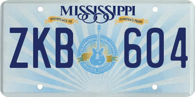 MS license plate ZKB604