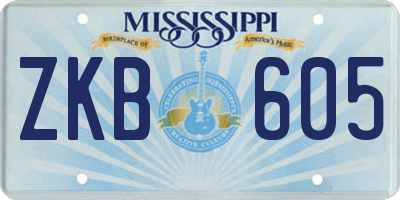 MS license plate ZKB605