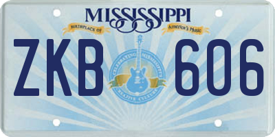 MS license plate ZKB606