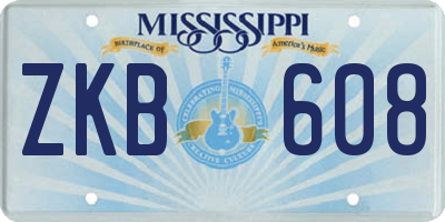 MS license plate ZKB608