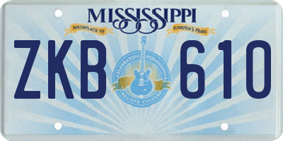 MS license plate ZKB610