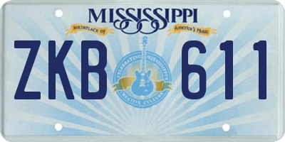 MS license plate ZKB611