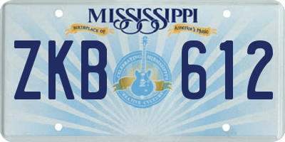 MS license plate ZKB612