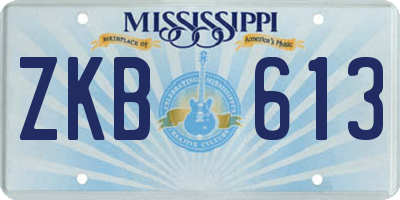 MS license plate ZKB613