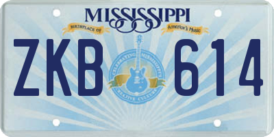 MS license plate ZKB614