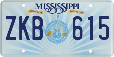 MS license plate ZKB615