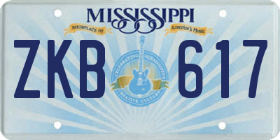MS license plate ZKB617