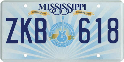MS license plate ZKB618