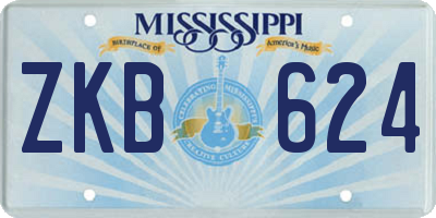 MS license plate ZKB624