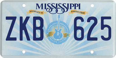 MS license plate ZKB625