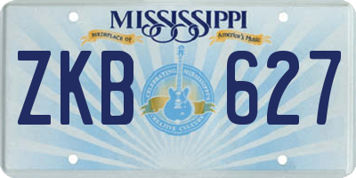 MS license plate ZKB627