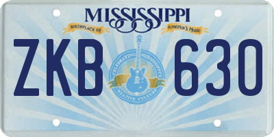 MS license plate ZKB630