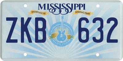 MS license plate ZKB632