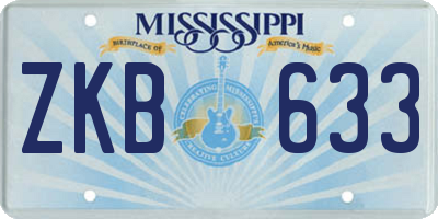 MS license plate ZKB633