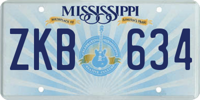 MS license plate ZKB634