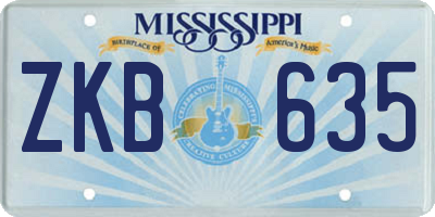 MS license plate ZKB635