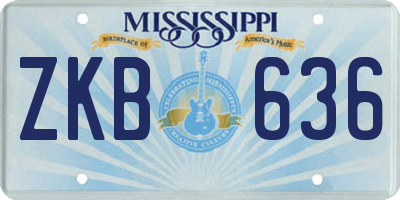 MS license plate ZKB636