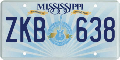 MS license plate ZKB638