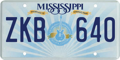 MS license plate ZKB640