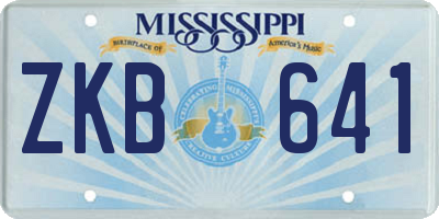 MS license plate ZKB641