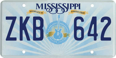 MS license plate ZKB642