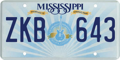 MS license plate ZKB643