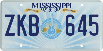 MS license plate ZKB645