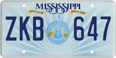 MS license plate ZKB647