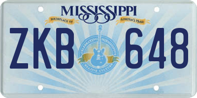 MS license plate ZKB648
