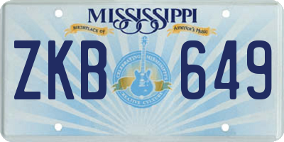 MS license plate ZKB649