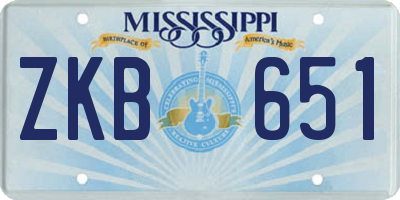 MS license plate ZKB651
