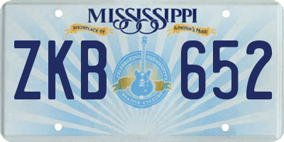 MS license plate ZKB652