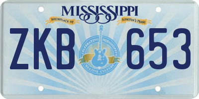 MS license plate ZKB653