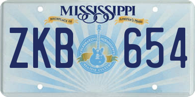 MS license plate ZKB654