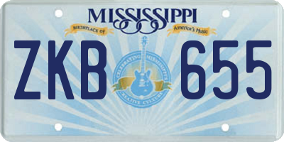 MS license plate ZKB655