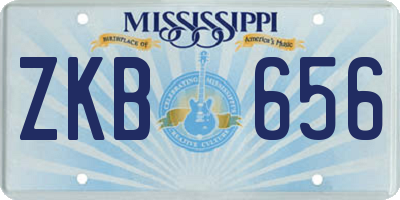 MS license plate ZKB656