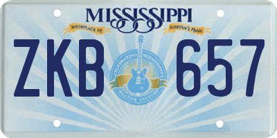 MS license plate ZKB657