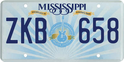 MS license plate ZKB658