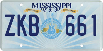 MS license plate ZKB661