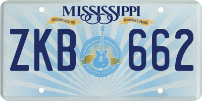 MS license plate ZKB662