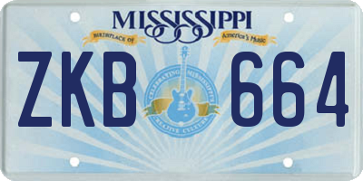 MS license plate ZKB664